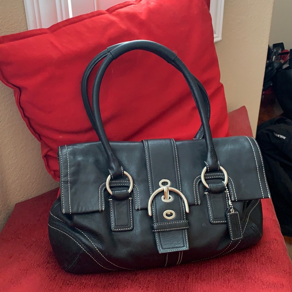 Black leather Coach bag